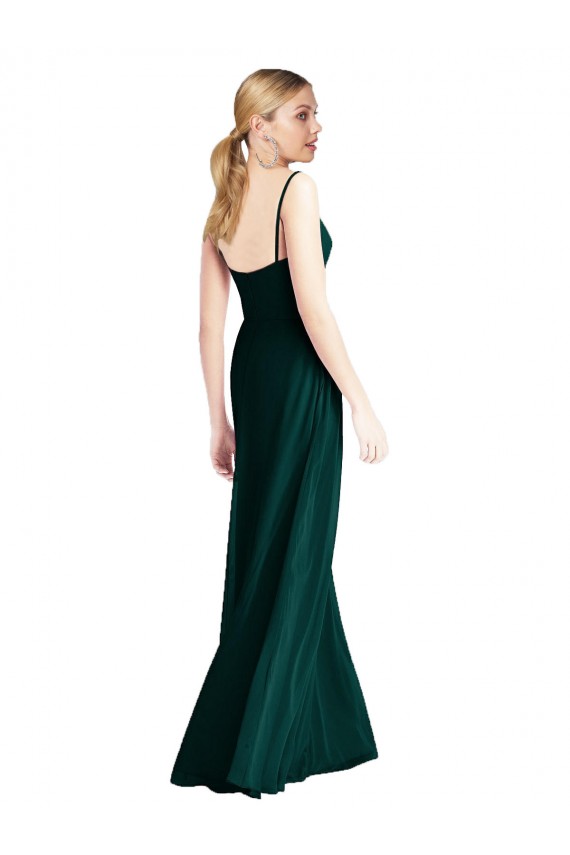 Sempre Verde Linha A Alças finas Chiffon Longo Vestidos de Madrinha Outlet