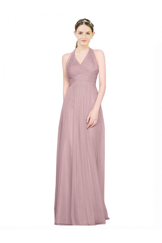 Tule Linha A Lombar Decote V Longo Vestidos de Madrinha Outlet