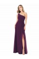 Uva Chiffon Linha A Sem Mangas Um Ombro Longo Vestidos de Madrinha Outlet