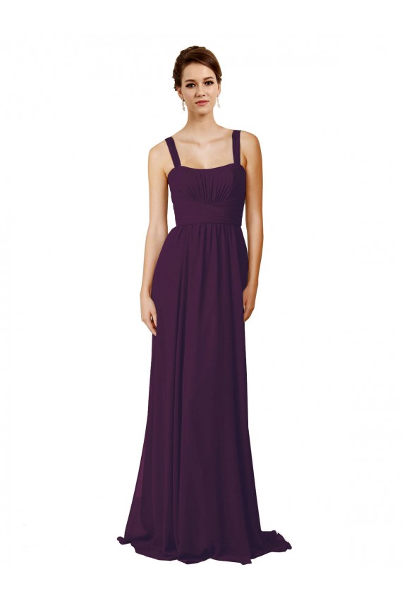 Uva Linha A Alças finas Comboio Varredela Chiffon Longo Vestidos de Madrinha Outlet