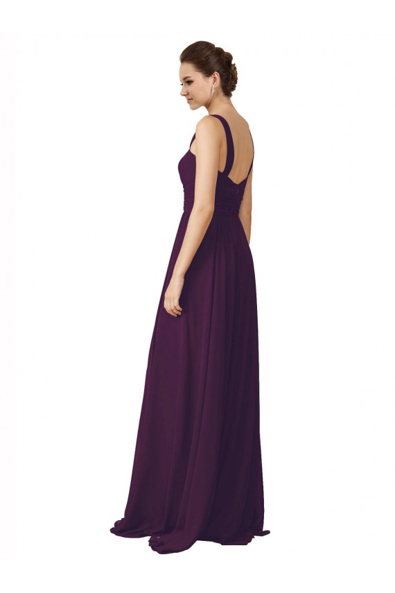 Uva Linha A Alças finas Comboio Varredela Chiffon Longo Vestidos de Madrinha Outlet