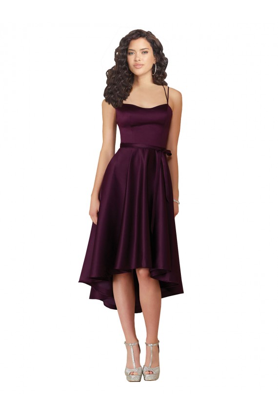 Uva Linha A Amor Alto Baixo Cetim Curto Alto Baixo Vestidos de Madrinha / Vestidos de Festa Outlet