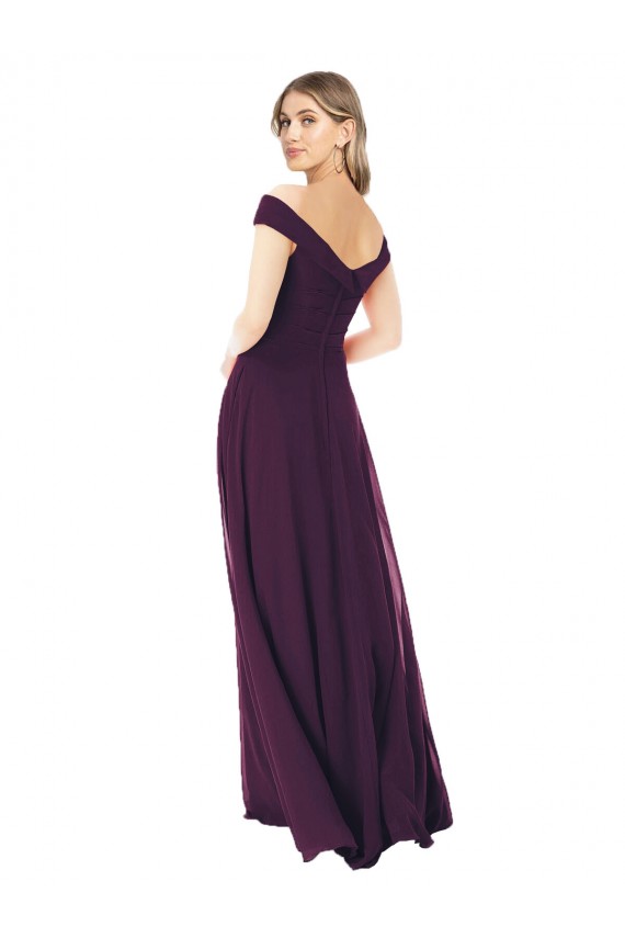 Uva Linha A Fora do Ombro Chiffon Longo Vestidos de Madrinha Outlet