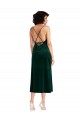 Verde Escuro Bainha Decote Capuz Comprimento Midi Veludo Elástico Curto Formais Vestidos de Madrinha / Vestidos de Festa Outlet