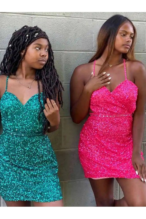 Verde Escuro Bainha Decote V Curto Lantejoulas Veludo Curto Lantejoulas Veludo Vestidos de Festa Outlet