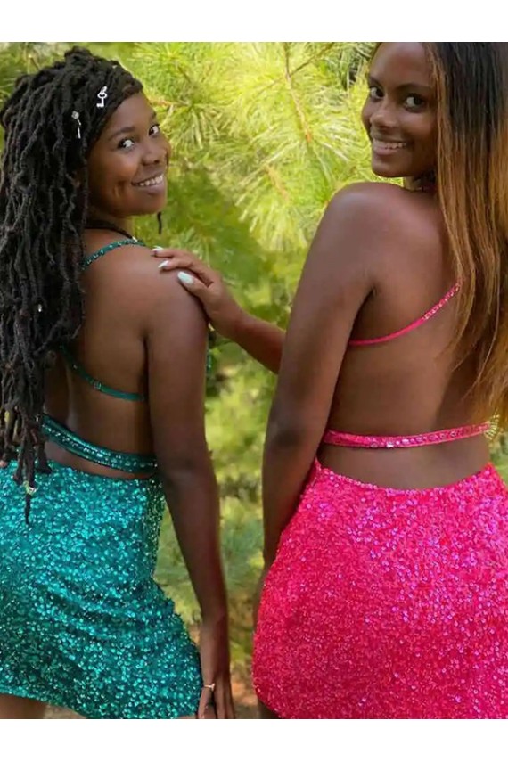 Verde Escuro Bainha Decote V Curto Lantejoulas Veludo Curto Lantejoulas Veludo Vestidos de Festa Outlet