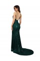 Verde Escuro Lantejoulas Sereia Lombar Decote V Longo Formais Vestidos de Madrinha / Vestidos de Noite / Vestidos de Festa Outlet