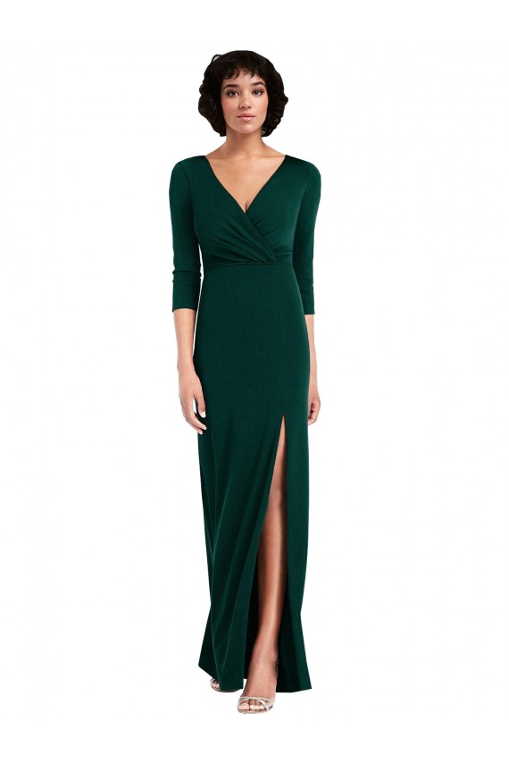 Verde Escuro Trombeta Decote V Spandex Longo Formais Vestidos de Madrinha / Vestidos de Festa Outlet