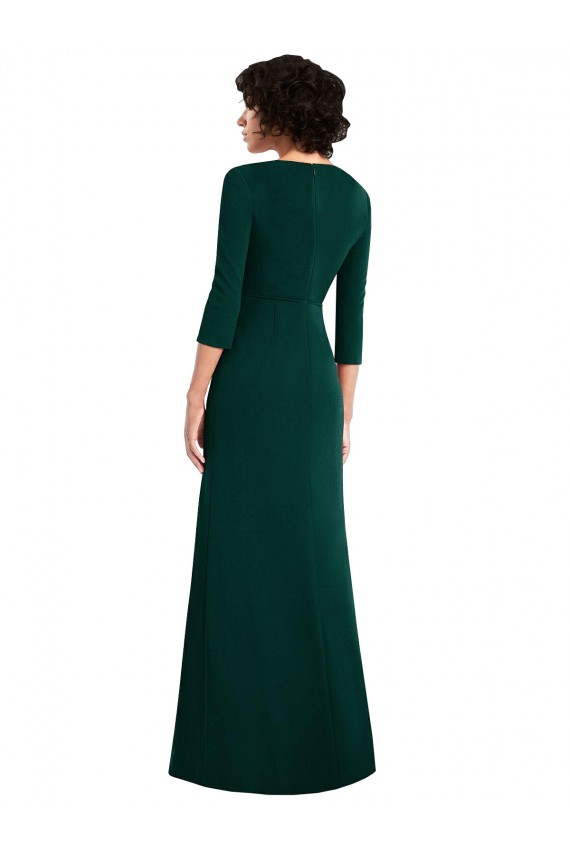 Verde Escuro Trombeta Decote V Spandex Longo Formais Vestidos de Madrinha / Vestidos de Festa Outlet