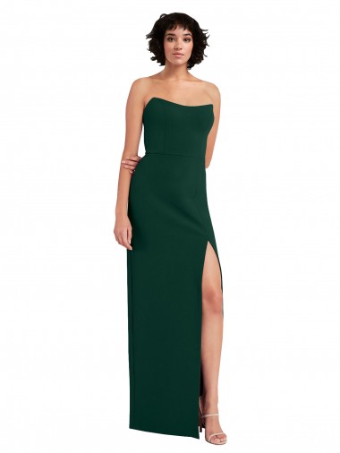 Verde Meia-Noite Bainha Colher Crepe Esticado Longo Formais Vestidos de Madrinha / Vestidos de Festa Outlet