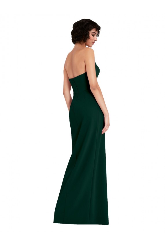 Verde Meia-Noite Bainha Colher Crepe Esticado Longo Formais Vestidos de Madrinha / Vestidos de Festa Outlet