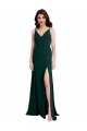 Verde Meia-Noite Crepe Esticado Linha A Costas em V Decote V Longo Formais Vestidos de Madrinha / Vestidos de Noite / Vestidos de Festa Outlet