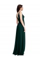 Verde Meia-Noite Crepe Esticado Linha A Costas em V Decote V Longo Formais Vestidos de Madrinha / Vestidos de Noite / Vestidos de Festa Outlet