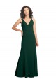 Verde Meia-Noite Crepe Esticado Linha A Sem Mangas Decote V Longo Formais Vestidos de Madrinha / Vestidos de Noite / Vestidos de Festa Outlet
