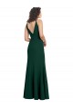 Verde Meia-Noite Crepe Esticado Linha A Sem Mangas Decote V Longo Formais Vestidos de Madrinha / Vestidos de Noite / Vestidos de Festa Outlet