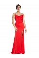Vermelho Bainha Decote Capuz Cetim Elástico Longo Formais Vestidos de Madrinha / Vestidos de Festa Outlet