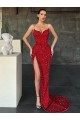 Vermelho Bainha Decote V Comboio Varredela Lantejoulas Veludo Longo Lantejoulas Veludo Vestidos de Festa Outlet