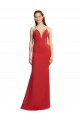 Vermelho Crepe Esticado Sereia Abrir de volta Decote V Longo Formais Vestidos de Madrinha / Vestidos de Noite / Vestidos de Festa Outlet