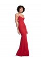 Vermelho Crepe Esticado Sereia Alças finas Longo Formais Vestidos de Madrinha / Vestidos de Noite / Vestidos de Festa Outlet