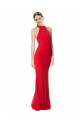 Vermelho Crepe Esticado Sereia Decote Alto Longo Formais Vestidos de Madrinha / Vestidos de Noite / Vestidos de Festa Outlet