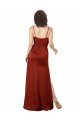 Vermelho Linha A Alças finas Cetim Sedoso Longo Formais Vestidos de Madrinha / Vestidos de Festa Outlet