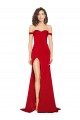 Vermelho Linha A Fora do Ombro Cetim Sedoso Longo Formais Vestidos de Madrinha / Vestidos de Festa Outlet
