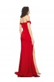 Vermelho Linha A Fora do Ombro Cetim Sedoso Longo Formais Vestidos de Madrinha / Vestidos de Festa Outlet