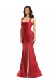 Vermelho Sereia Decote Quadrado Cetim Sedoso Longo Formais Vestidos de Madrinha / Vestidos de Festa Outlet