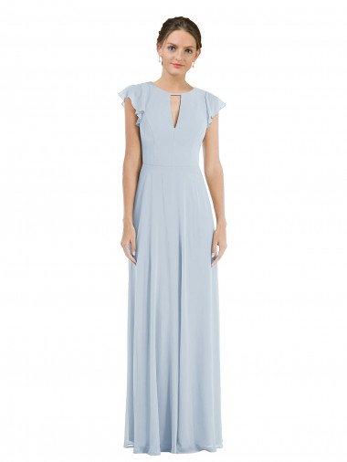 Vidro Marinho Linha A Barco Chiffon Longo Formais Vestidos de Madrinha / Vestidos de Noite Outlet
